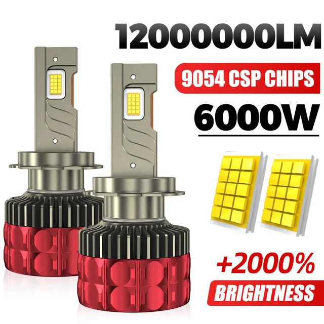 หลอดไฟหน้ารถยนต์ H4 LED 6000K H1 H3 H7 H11 9005 9006 9012 CANbus ไม่มีข้อผิดพลาด 12000000LM ​ ไฟอัตโนมัติสีขาว ไฟสูง ไฟต่ำ 1