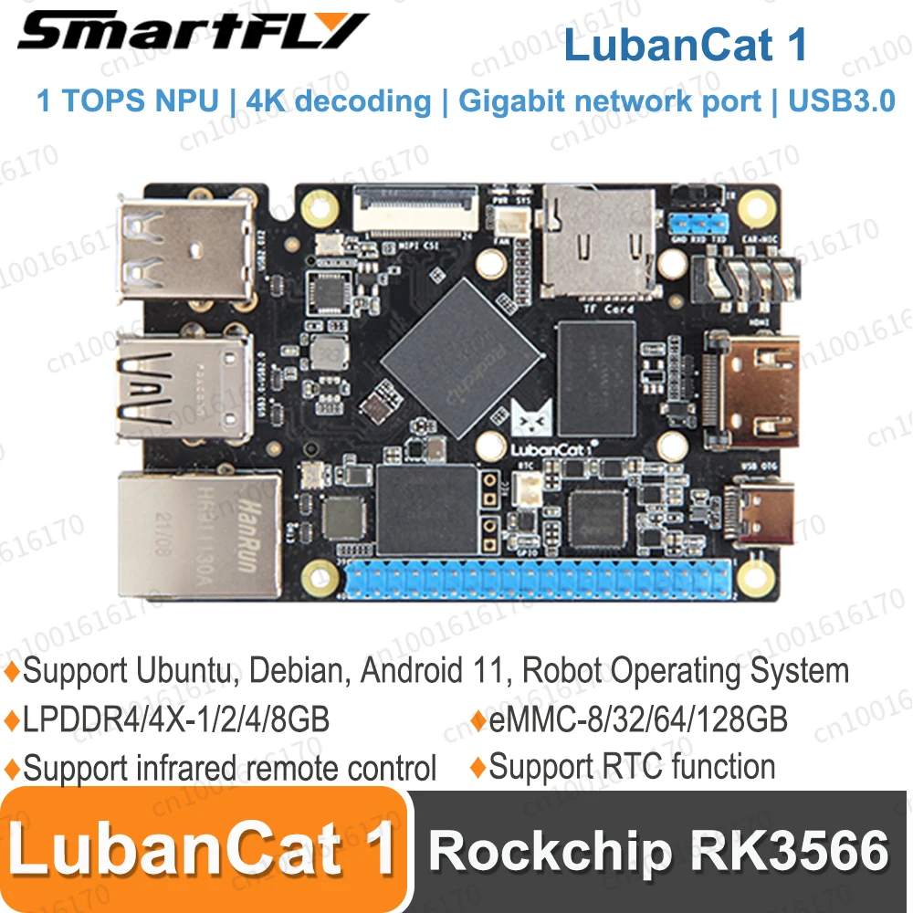 Smartfly Lubancaat 1 Rockchip Rk3568 Scheda Di Sviluppo 1 Top Npu, Decodifica 4K, Supporta Ubuntu, Debian, Sistema Operativo Android 11