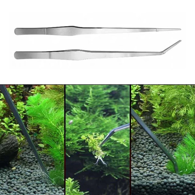 27cm 38cm Stainless Steel Curved Aquarium Tweezers Aquarium Plants Tweezer Straight Fish Tank Cleaner Aquarium Accessories 2