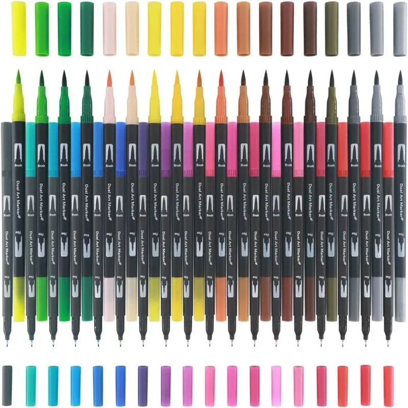 12/24/36/48/60/72 Farben Kunst-Marker Doppelspitzen-Stifte Pinsel- und Feinspitzen-Aquarellstifte Zeichnen Malen Schreibwaren Manga-Zubehör Set – Detail 5