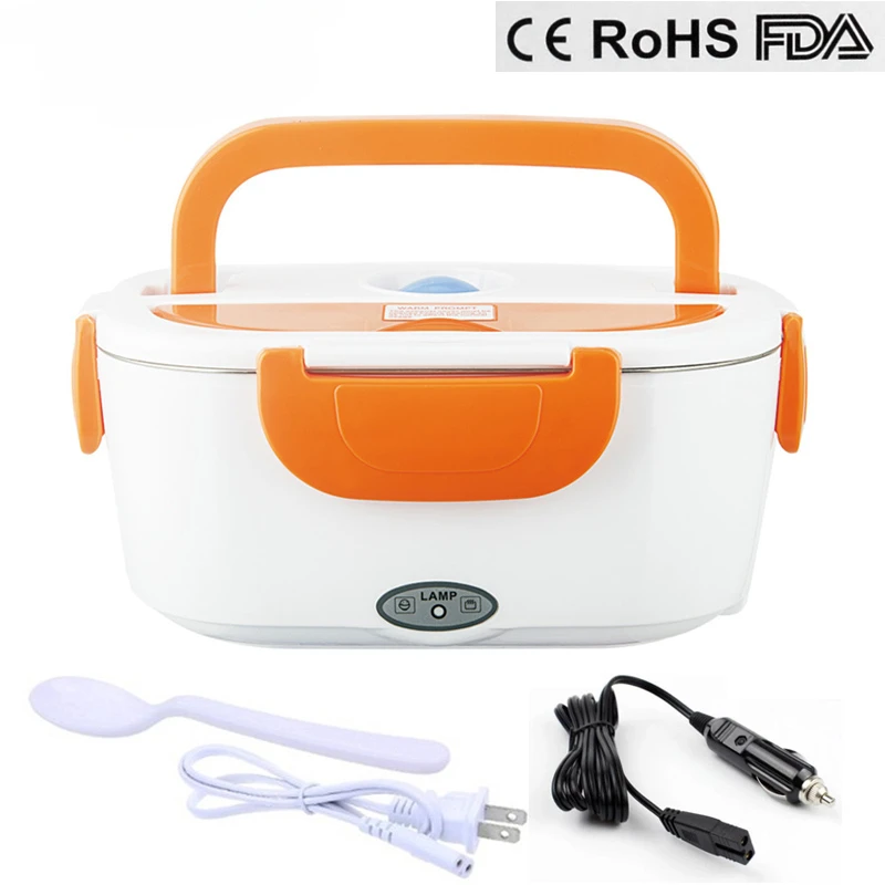 

Portable Electric Heating Lunch Box, Stainless Steel Liner, Insulation Container, Cutlery Set, Mini Hot Rice, Car and Home