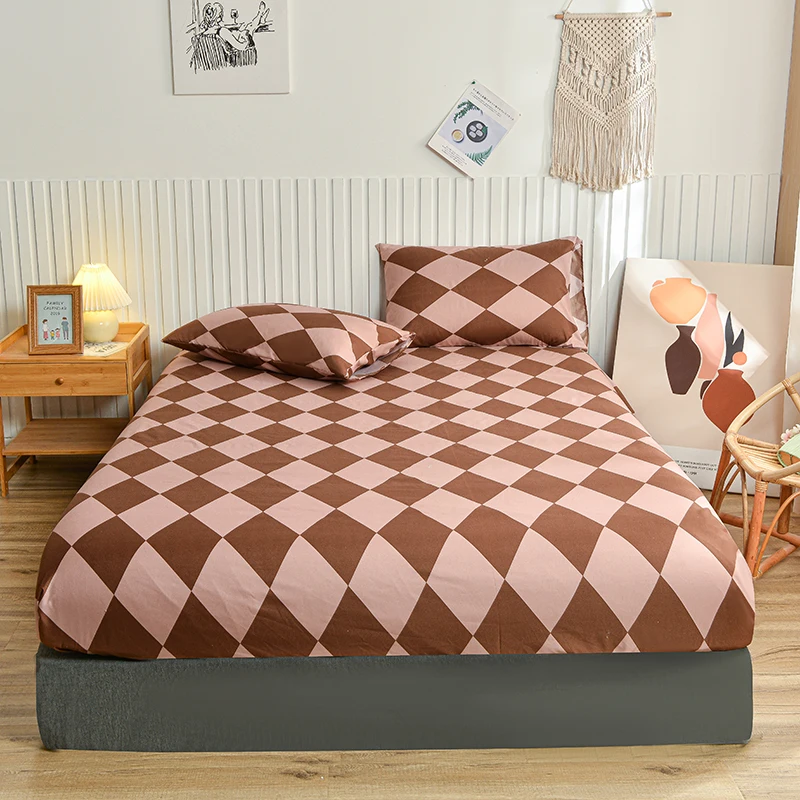 New Printing Fitted Bed Sheet King Queen Mattress Cover Protector Pad Bed Cover Bed Linens with Elastic Room Decor Antibacterial 6