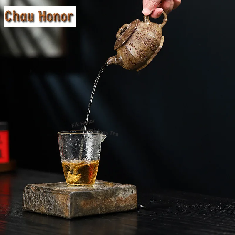 220ml Classic Yixing Purple Clay Teapots Handmade Six-sided Pot Raw Ore agilawood Mud Kettle with Infuser Chinese Zisha Tea Set