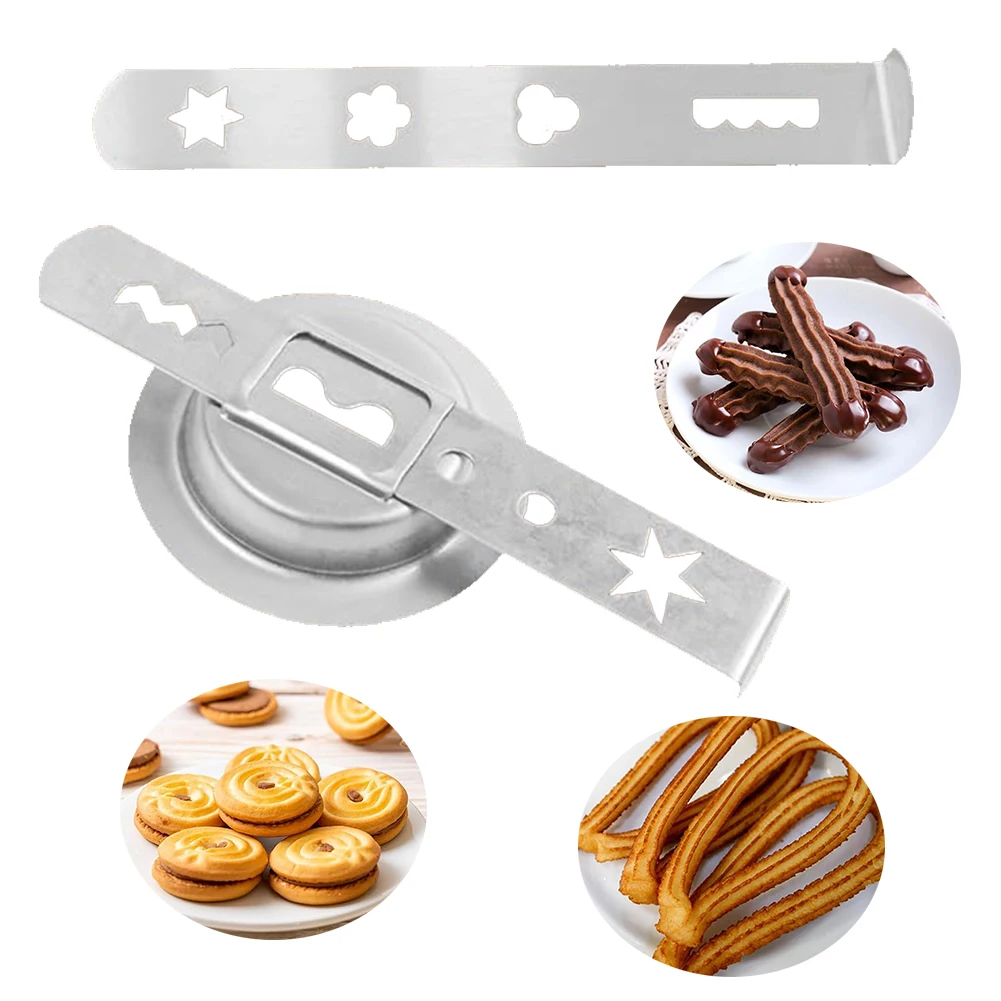 Description Picture 2 of item3pcs Cookie Press Attachment Stainless Steel with Connection Ring Cookie Maker Biscuit Attachment for Size 5 Meat Grinder