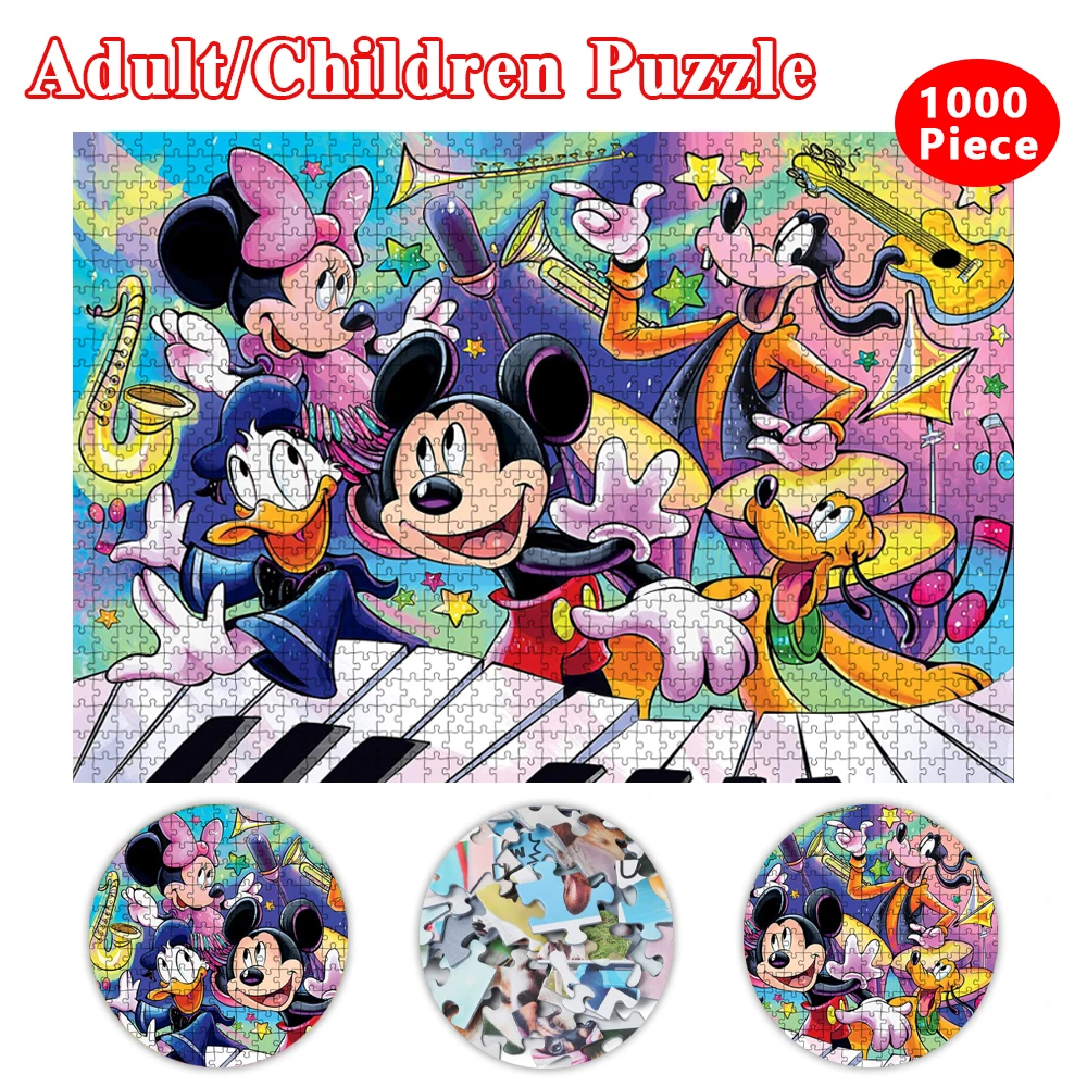 Disney Mickey Mouse Jigsaw Puzzle 1000 Pieces Diy Puzzles for Adults Difficult Challenge Educational Toys Games Child Toy Puzzle diy puppet show toy educational crafts for adultsry puppets for adults hand plastic theatre kids child childrens toys