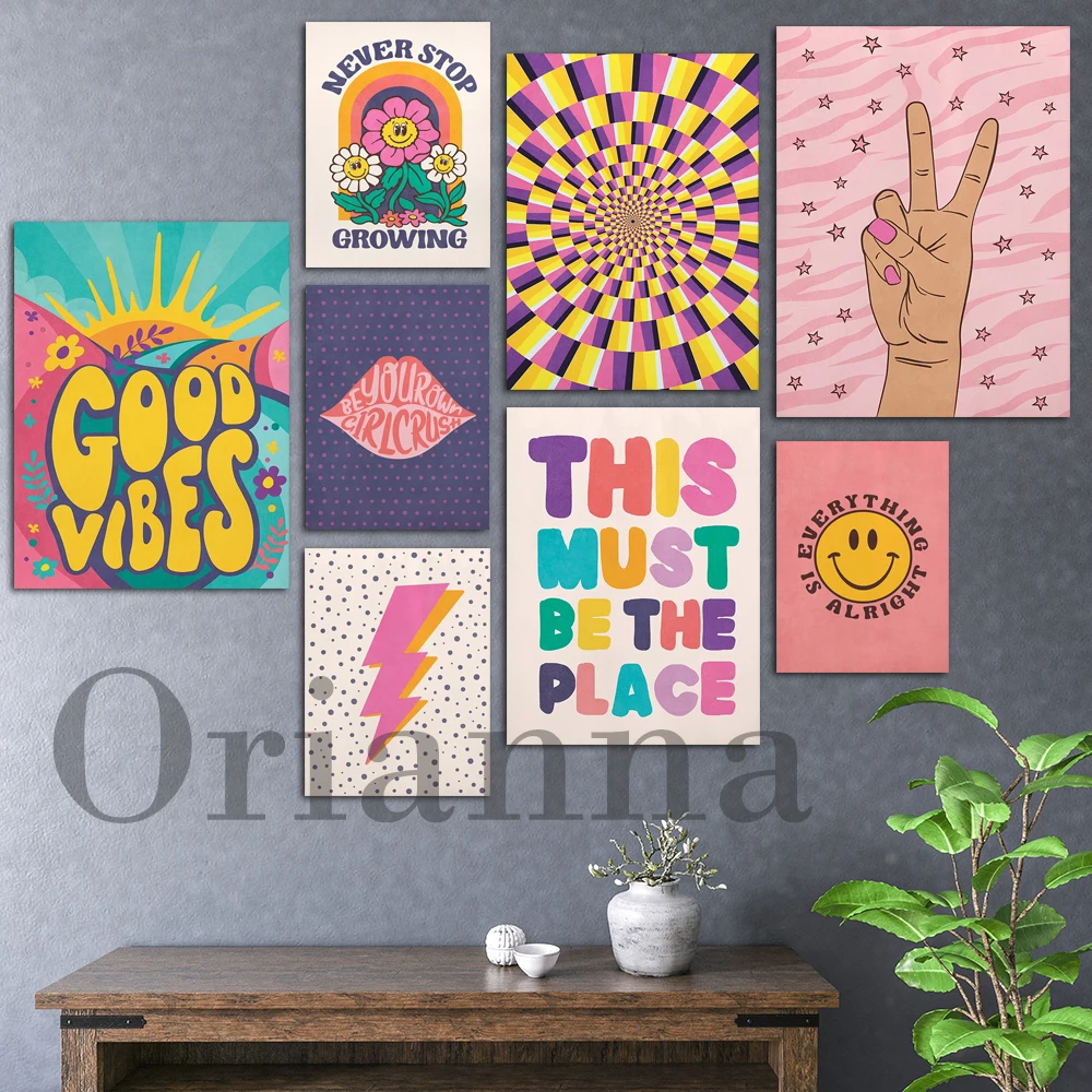 Trendy Wall Art Preppy Room Decor Aesthetic Print, Indie Room Decor Funky Wall Art Poster