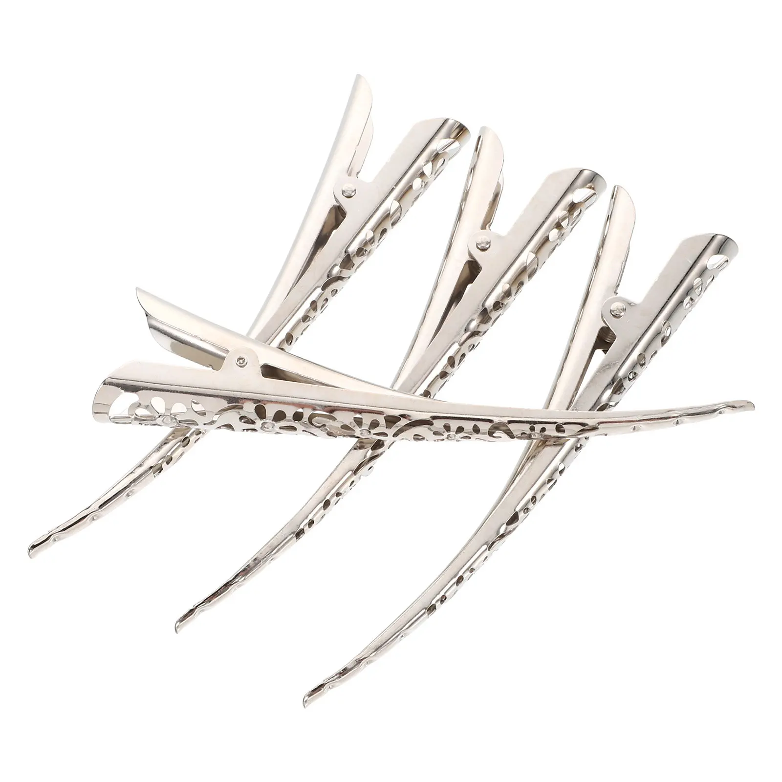 4Pcs 헤어 클립 금속 중공 디자인 실버 110Mm 우아한 머리핀 여자 여자 헤어 액세서리 꽃 머리핀 컬 클립