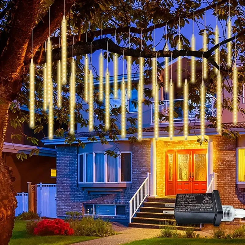 Description Picture 2 of item8/16/24/32 Tubes Meteor Shower Garland Festoon Holiday Christmas Lights Fairy String Lights for Outdoor Street Garden Decoration