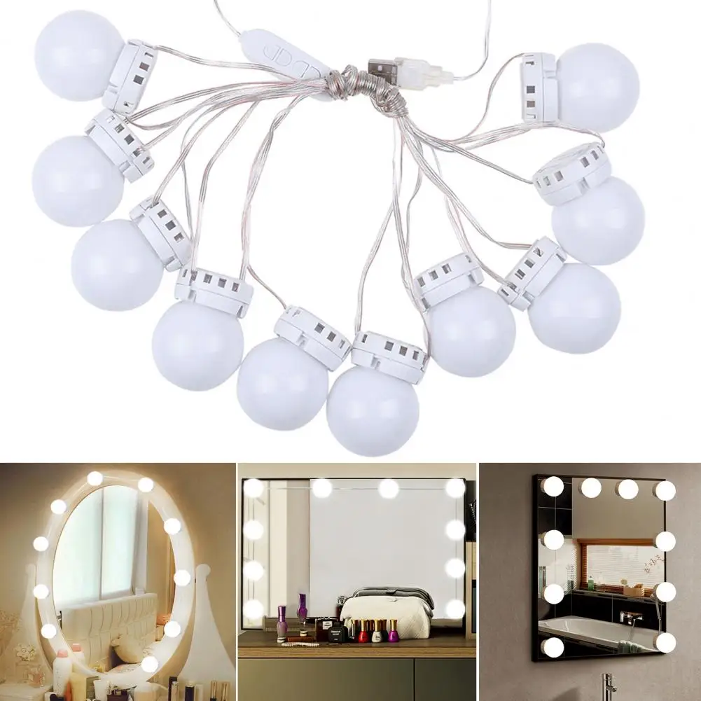 1 Set Practical Adjustable Brightness Plug-and-play Dressing Room Makeup Cosmetic LED Mirror Front Lamps for Daily Life