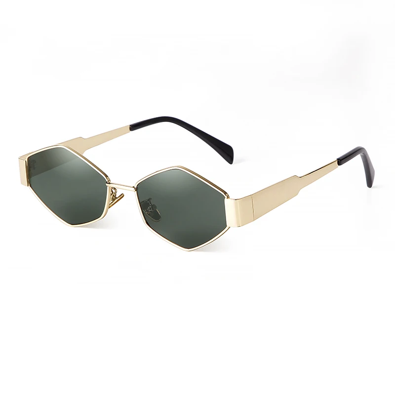 Gafas De Sol Hexagonales Retro Con Cadena Dorada Para Mujer | Marco De Metal | Lentes UV400 | Accesorio De Moda Vintage