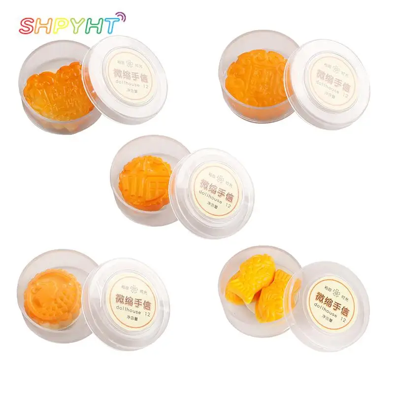 

1 Set Miniature Mid-Autumn Mooncake Bean Paste Pie Keto Fish Yaki With Box Kitchen Food Decor Toy For 1:12 1:6 Dollhouse Kitchen