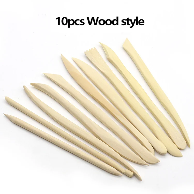10 PCs Clay Sculpture Tool Set Carving DIY Wooden /Plastic Pottery Knife Tools for Lovers Ceramice Art Craft Shaping Clay Strip