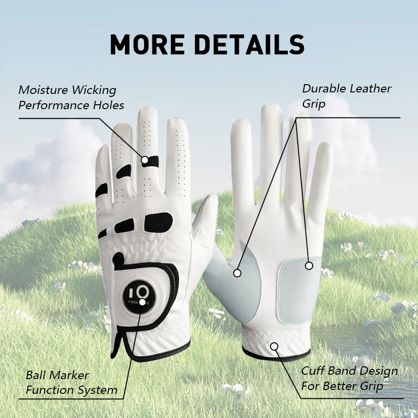 Golf Gloves Golf Glove Men's Left Hand Right with Ball Marker 2 Pack