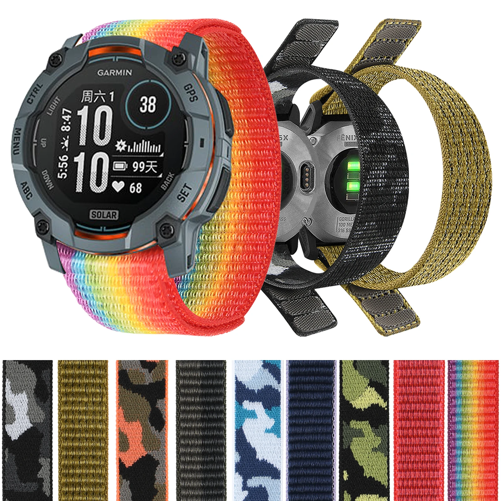 Durable Nylon Hook & Loop Elastic Watch Strap - Versatile Size