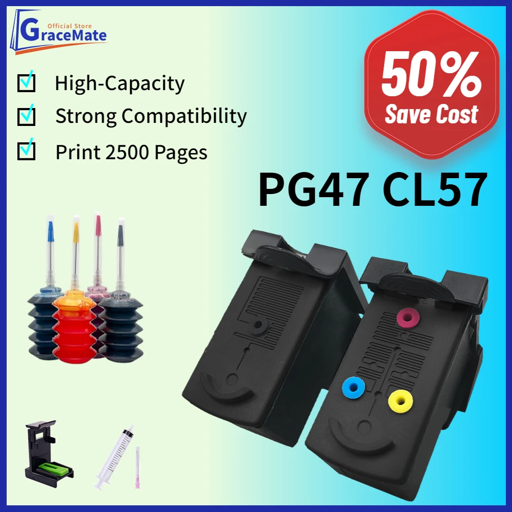 

PG47 CL57 Remanufactured Ink Cartridge Replacement for canon printer pixma cartridge E400 E410 E480 E4270 E3170 E3177 E3470