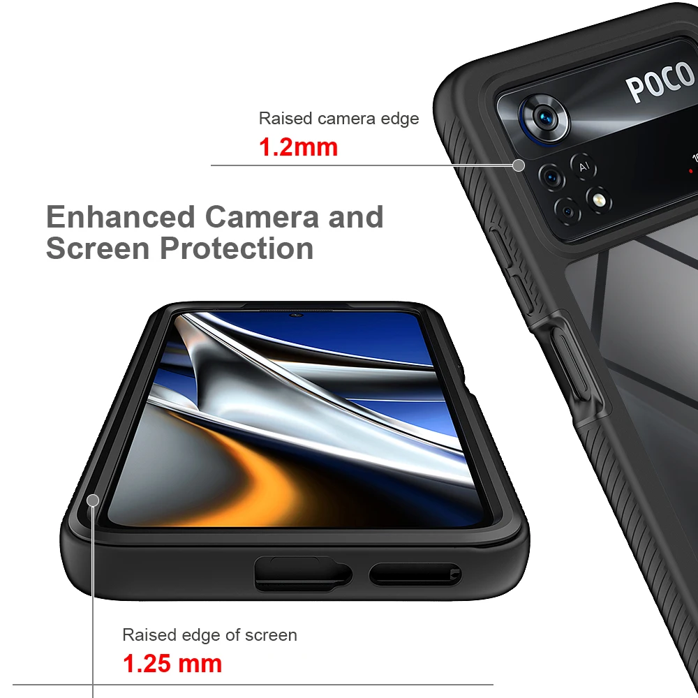 HAOYE Cover Hybrid Per Xiaomi Poco X5 Pro 5G - Custodia 2 In 1 TPU + PC Rigido Trasparente Con Bordo Azzurro, Antiurto - 5