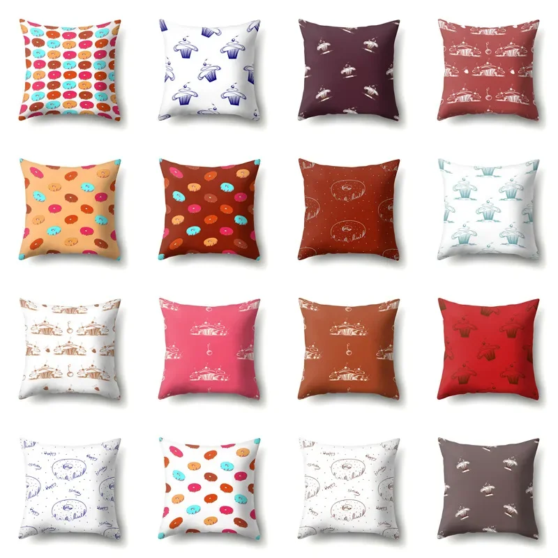 

Food Donut Cake Pillow Cover, Office Cushion Living Room Waist Cover