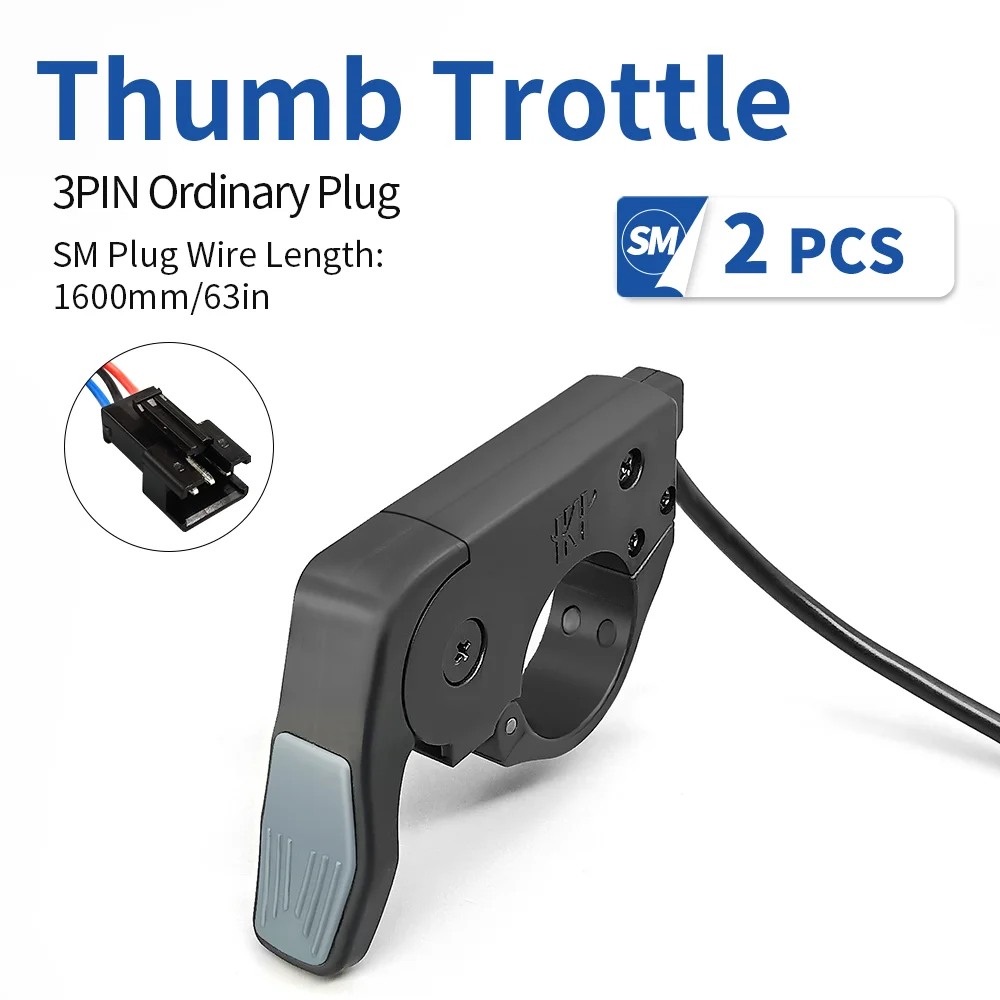 Electric Bicycle Quick Thumb Throttle with Waterproof Connector, 12V-72V, for Right or Left Hand Use
