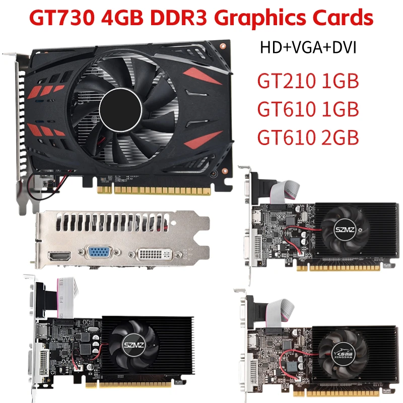 Scheda Grafica GT730, Scheda Video per Giochi PC GDDR3 da 2 GB a 64 Bit, DVI