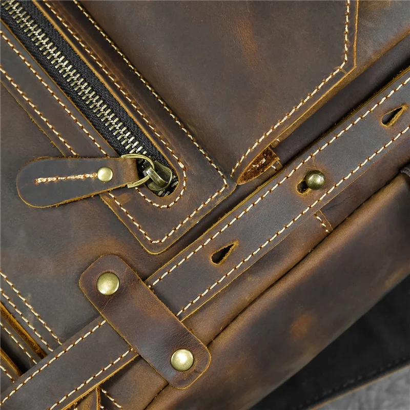 Leather College Backpack For Men