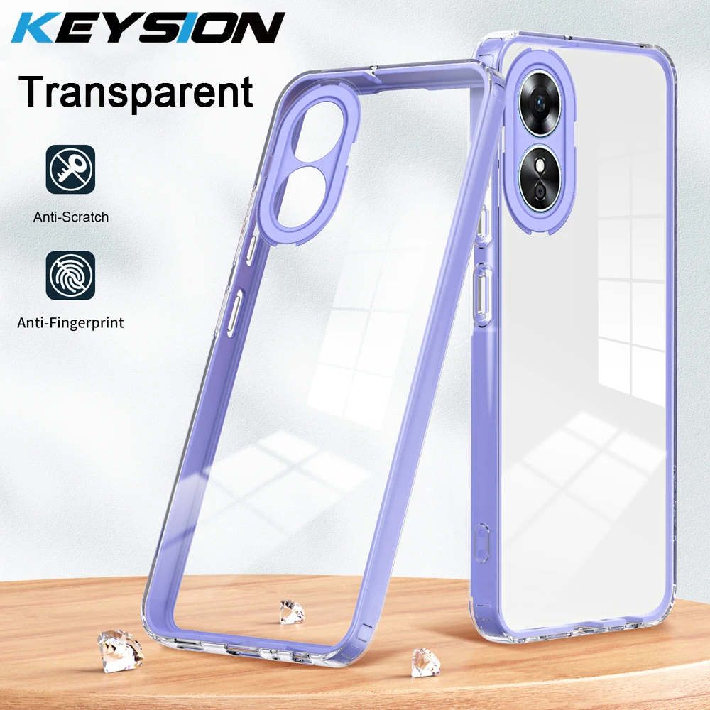 KEYSION Shockproof Clear Case for OPPO A98 5G A78 4G A38 A18 Transparent  Soft TPU Silicone+PC Phone Back Cover for OPPO A17 A17K