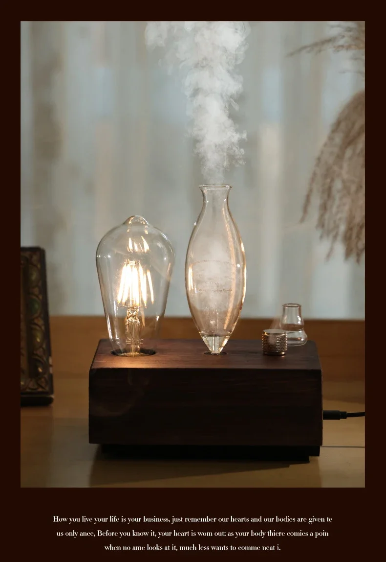 Vintage Aroma Diffuser With Tungsten Filament Lamp And Humidifier_voghion.com