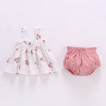 2Pcs/Set Summer Thin Newborn Baby Clothes For Girls Set Print Mini Dress And PP Shorts Infant Baby Clothing Outfit 1