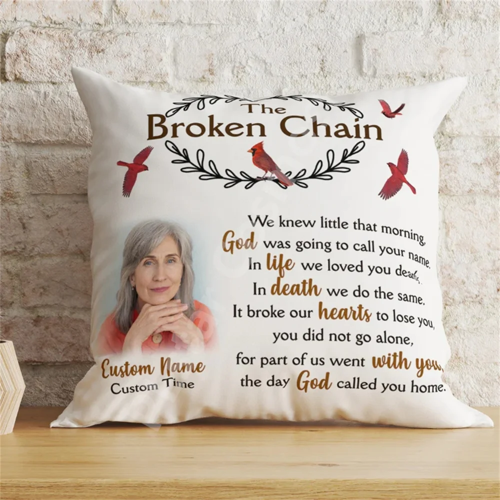 

Cardinal Memorial Pillow The Broken Chain Custom Memorial Gift Sympathy Gift, In Loving Memory Customize images and text