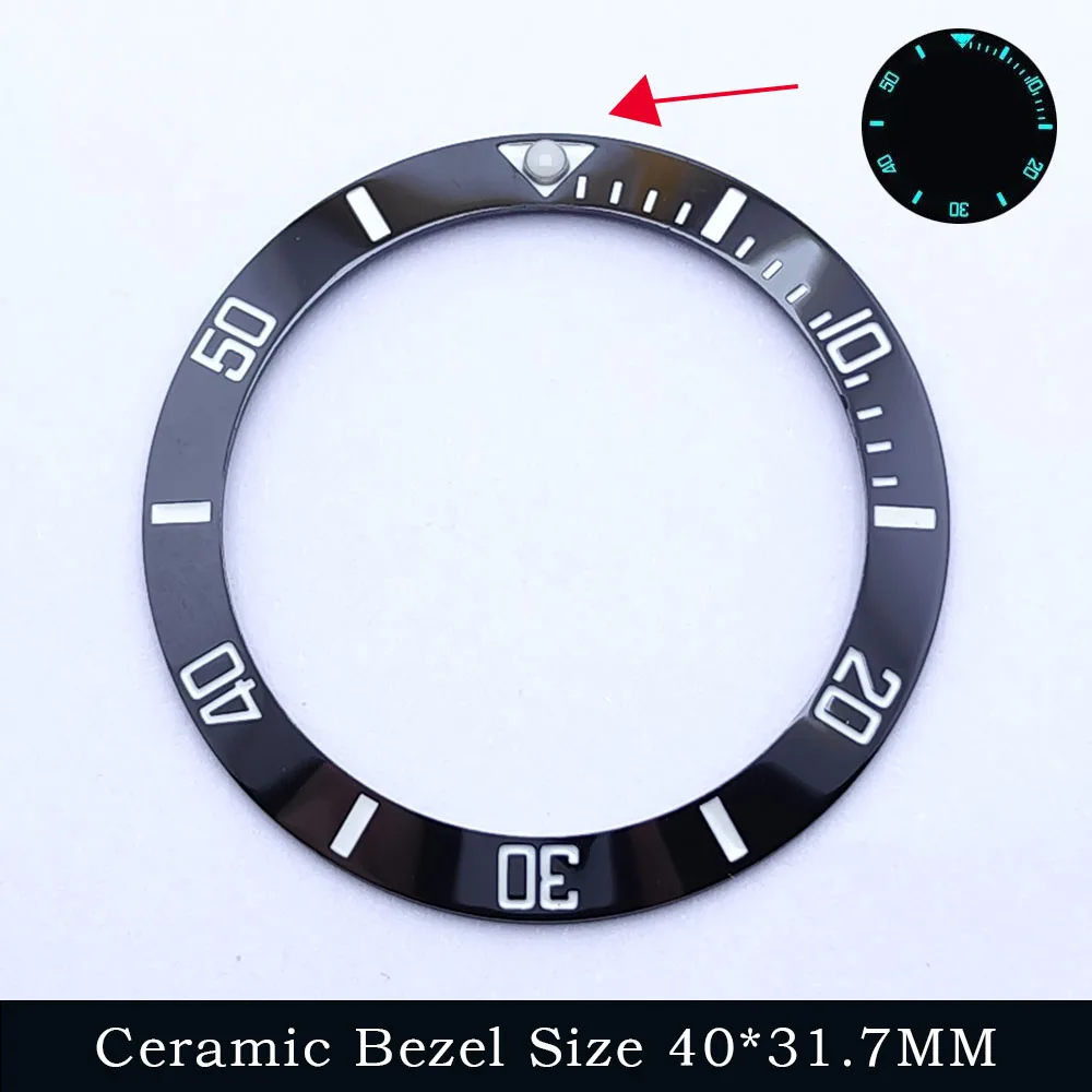 Elegant Sloping Blue-Green Luminous Ceramic Bezel Insert