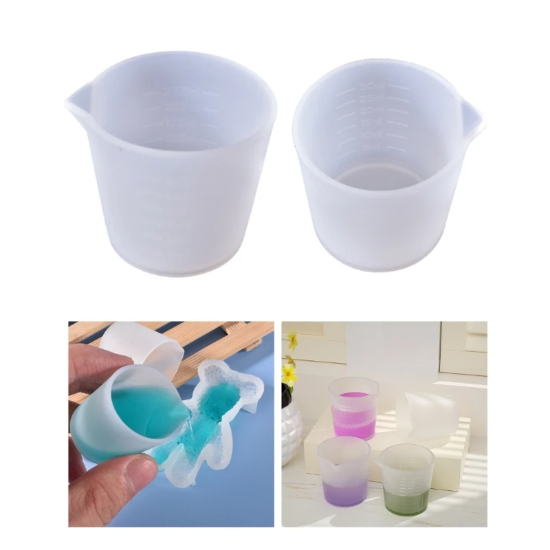 

2 Pcs Reusable Silicone Measuring Cups Epoxy Resin Mixing Cups Non-Stick Paint Pouring Cup Jewelry Making Tool Durable