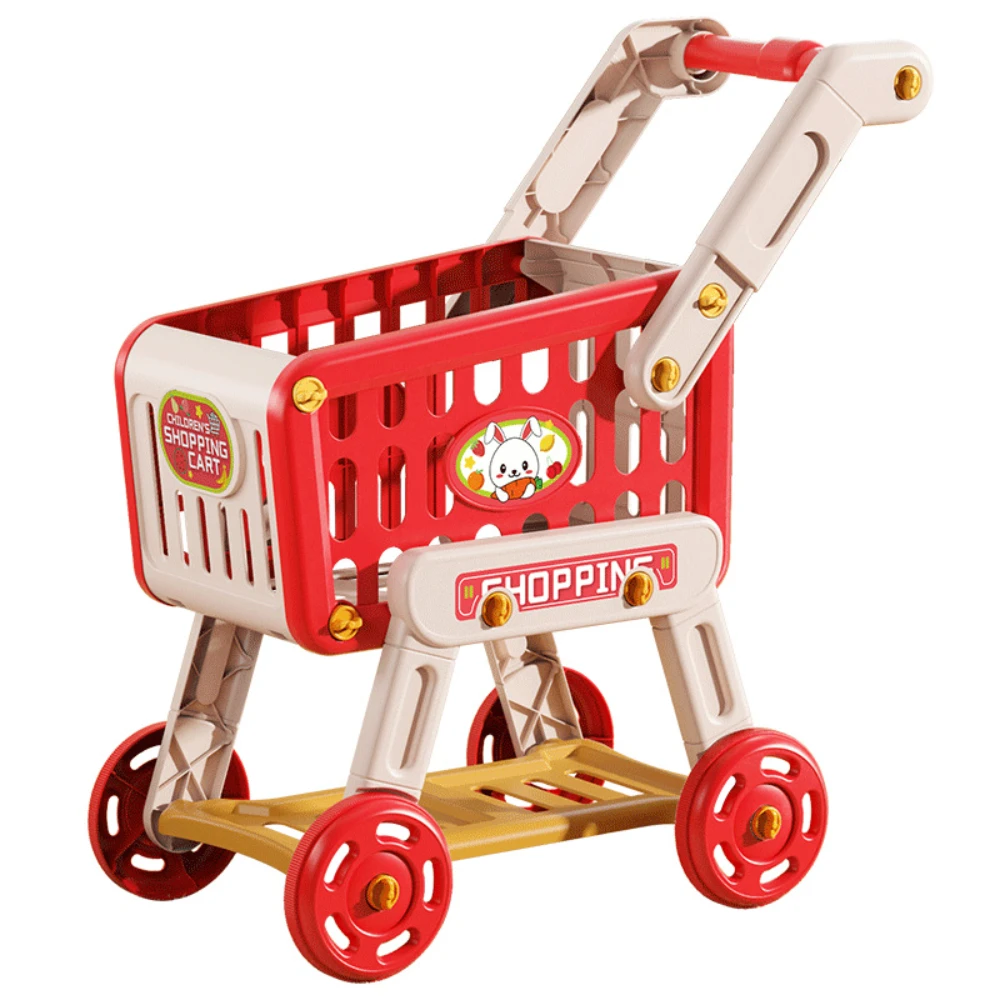WizKidz Shopping Cart Toy for Kids Supermarket Trolley with Toy Food Accessories Pretend Play Kitchen Games for Toddlers Ages 3+ 6