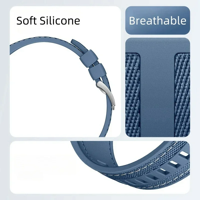 Nylon Braided Silicone Wristband - 22mm Strap