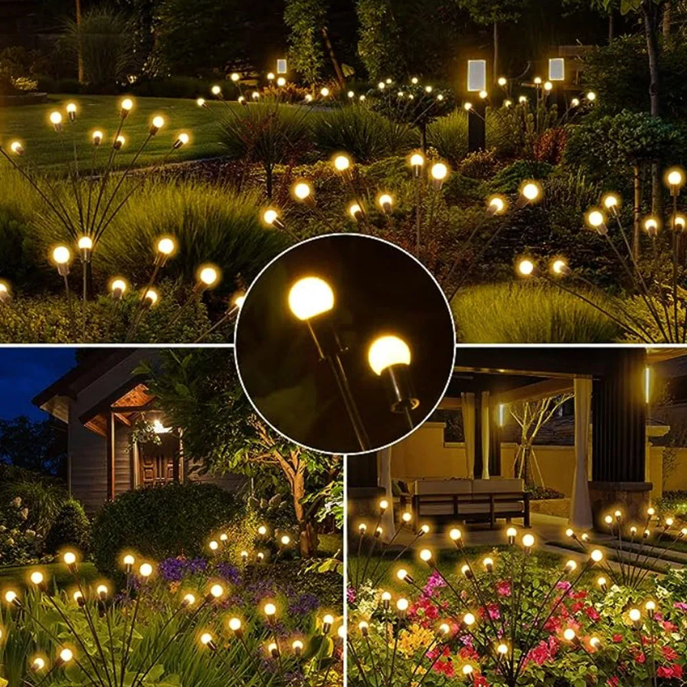 Luci solari a LED Firefly lampade da giardino solari impermeabili per esterni luci paesaggistiche per la decorazione del giardino del cortile atmosfera natalizia
