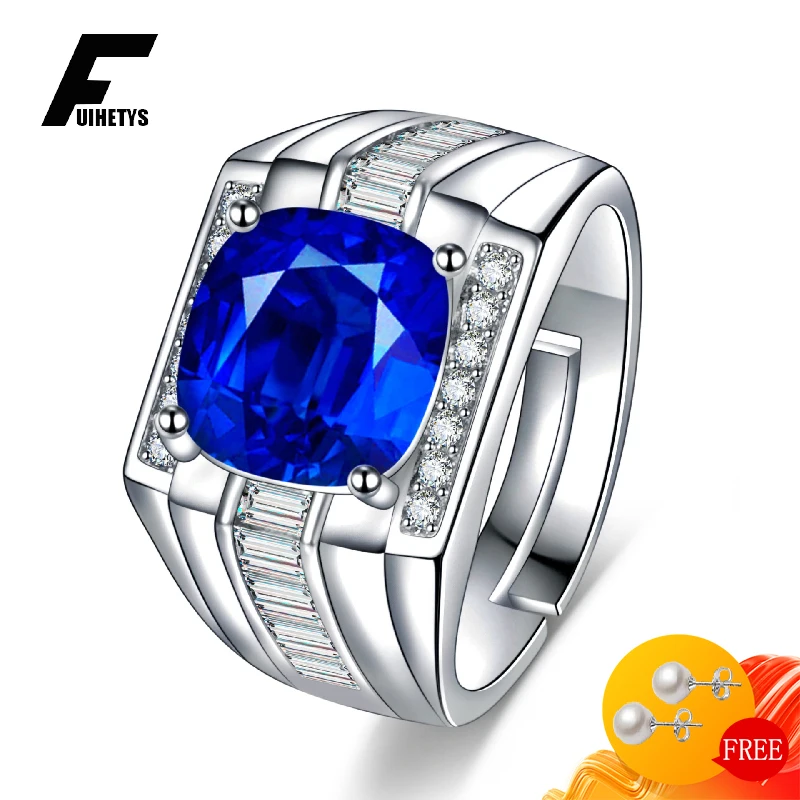 

FUIHETYS Trendy Women Men Ring 925 Silver Jewelry with Zircon Gemstone Ornaments for Wedding Engagement Party Gift Finger Rings