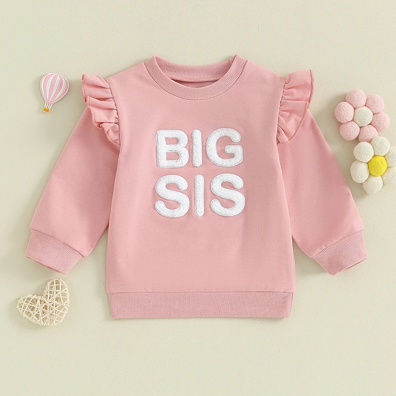 2023-09-08 Lioraitiin Baby Girls Sister Mataching Outfit Set Big Sis Shirt/Lil Sis Romper Crewneck Sweatshirt Romper 2