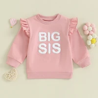 2023-09-08 Lioraitiin Baby Girls Sister Mataching Outfit Set Big Sis Shirt/Lil Sis Romper Crewneck Sweatshirt Romper 2
