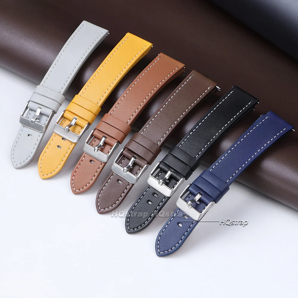 Elegant Genuine Leather Watch Strap Bracelet with Quick Release - Universal Wristband