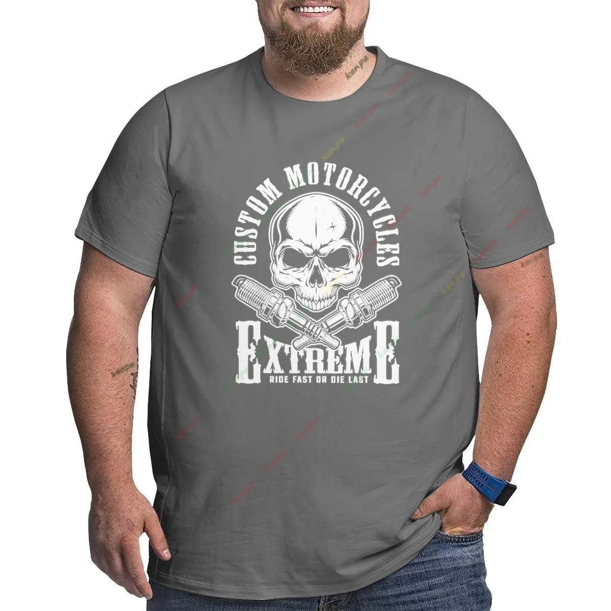 

skull Printing Pattern Summer Men's T-shirt Fashion T-shirt Short Sleeve Pattern Top Extra Large Clothing 6XL