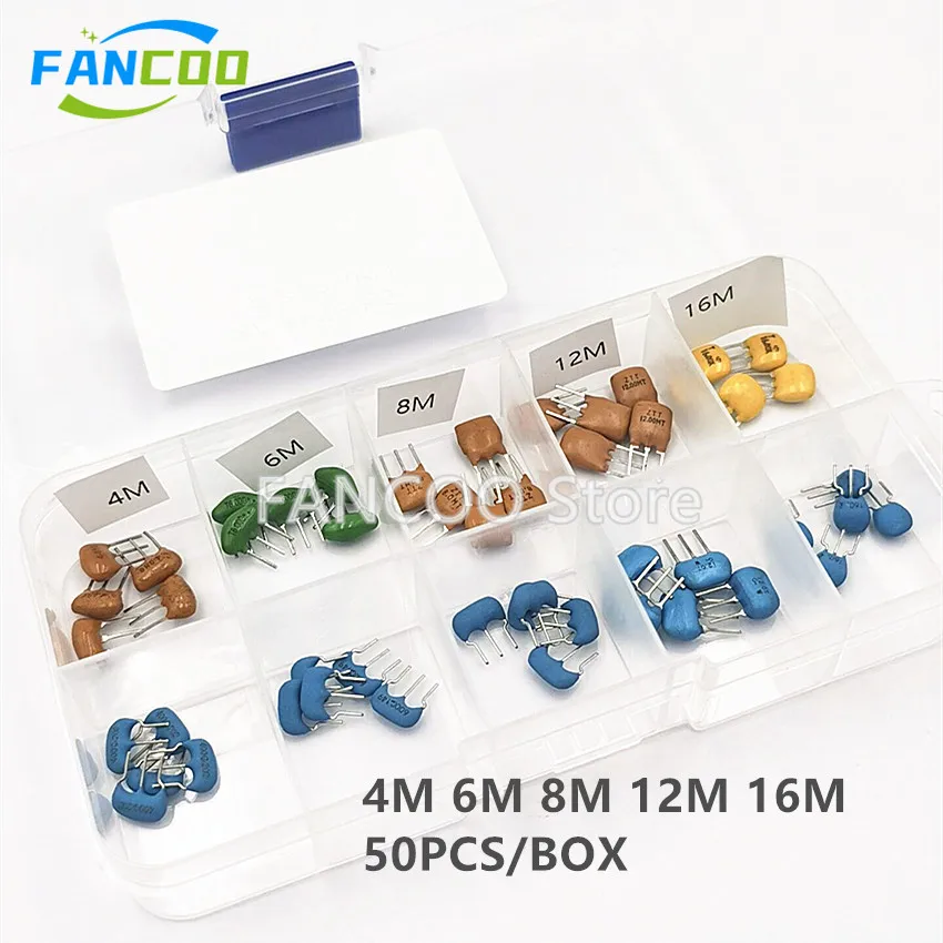 50PCS/BOX DIP-3 Ceramic Resonator 4M 6M 8M 12M 16M