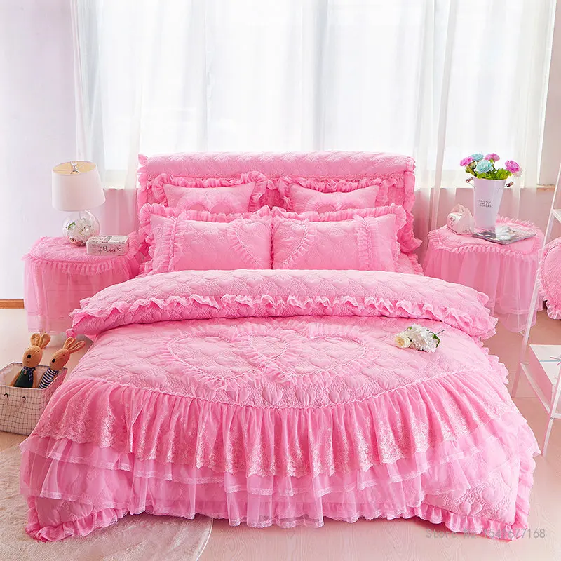 

Thickened Bed Skirt Set, Korean Lace, 1.8m, 1.5m, 2M, 2.2m, Wedding Sheet, Quilt Cover, Pillow Cover, Bedding Set