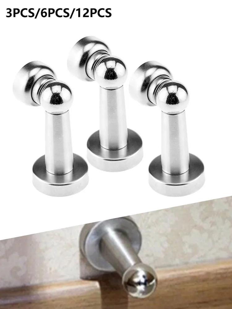 

Accessories Door Stop Lengthened Silver Stainless Steel Stopper Catch Strong Magnetic Suction Thickened 3/6/12PCS