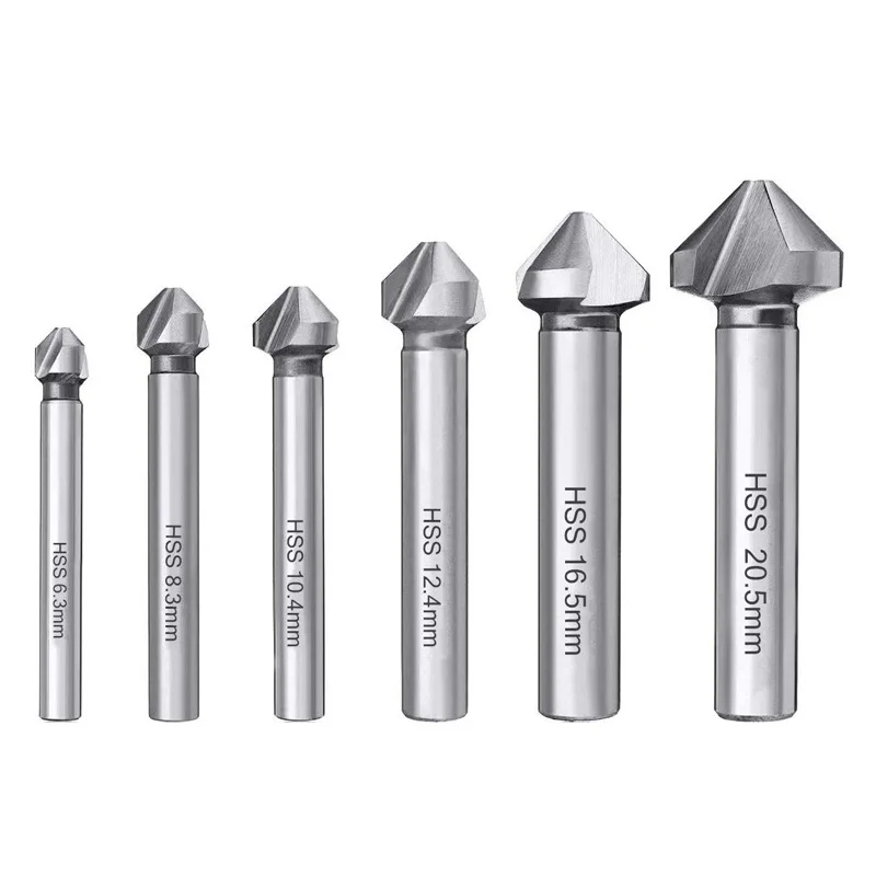 5Pcs Hex Shank 5 Flute Metal M35 Cobalt Countersink Drill Bit Set 82