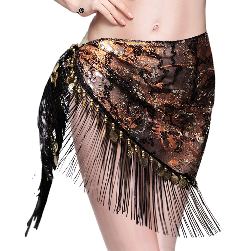 

Woman Embroidery Egypt belly dance hip scarf tassels Hip Scarves Tribal Belly dancing Belt Sexy sequin belly dance costume wear