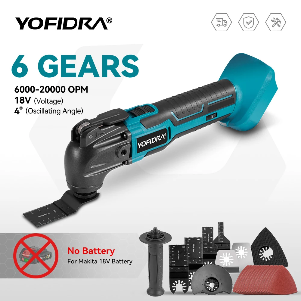 YOFIDRA 600W Oscillating Multi Function Tool 20000PM Electric Saw Trimmer Cutting Woodworking Power Tool for 21V 18V Battery 1