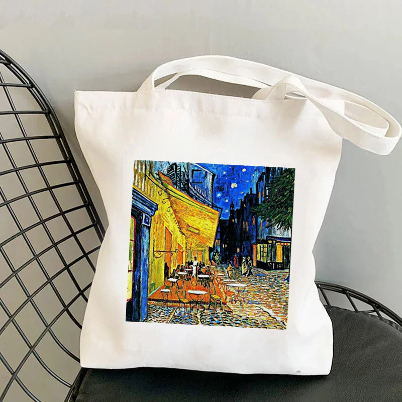 Shopper Van Gogh Img Printed Kawaii Bag Harajuku Women Shopping Bag Canvas Shopper Bag Girl Handbag Tote Bag Shoulder Lady Bag 