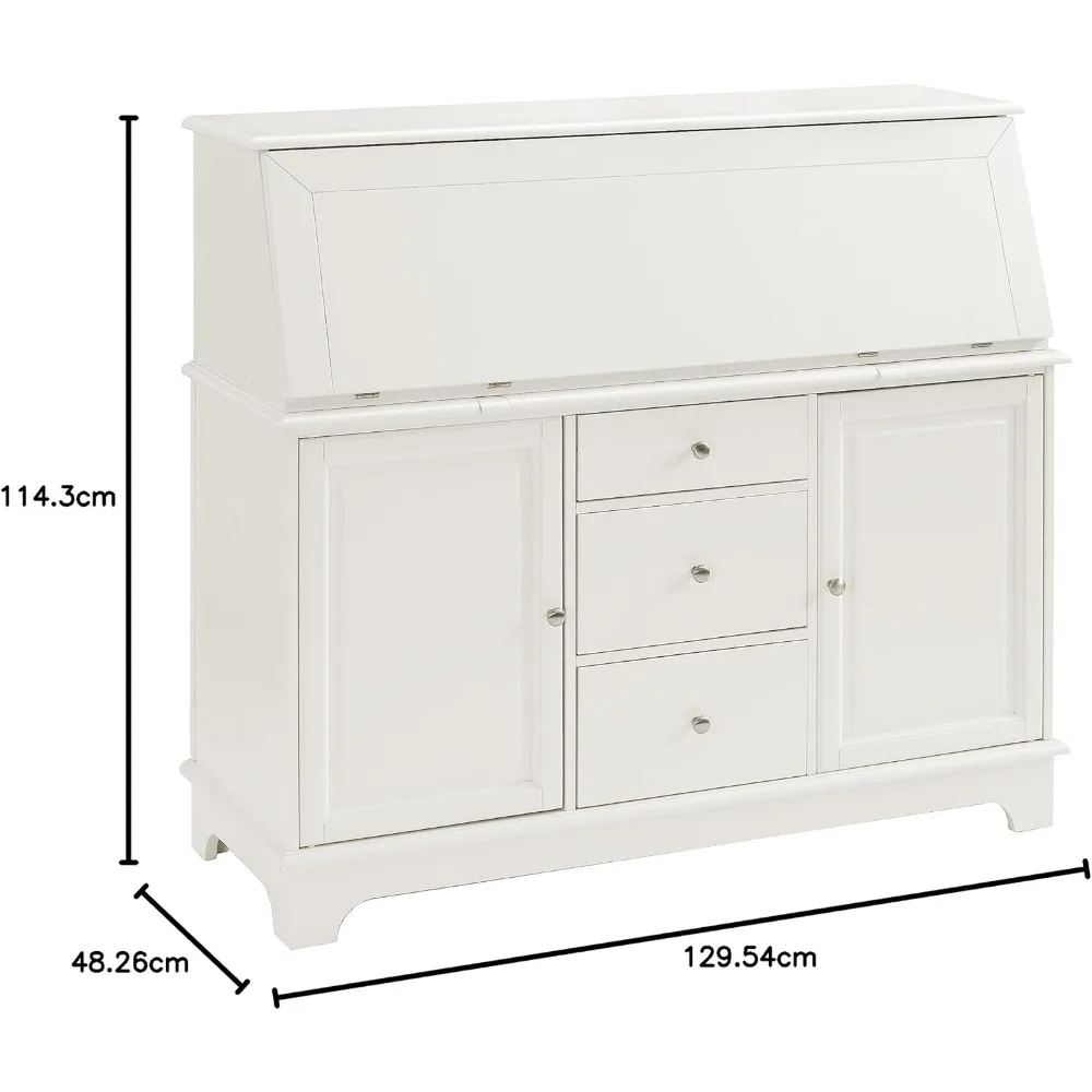 Reception Desks,Sullivan Wood Home Office Secretary Desk with Storage Shelves and Drawers, White,Reception Desks