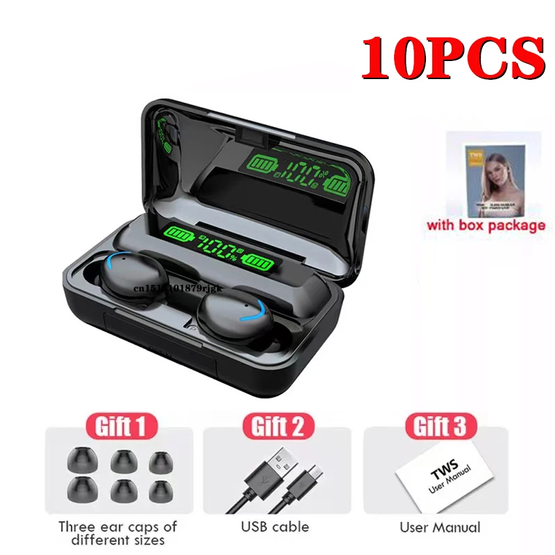 

10PCS F9-5C Bluetooth Headphones TWS Earphones Wireless Headset V5.1 Sports 2023 Gaming Stereo Earbuds Waterproof PK A6S