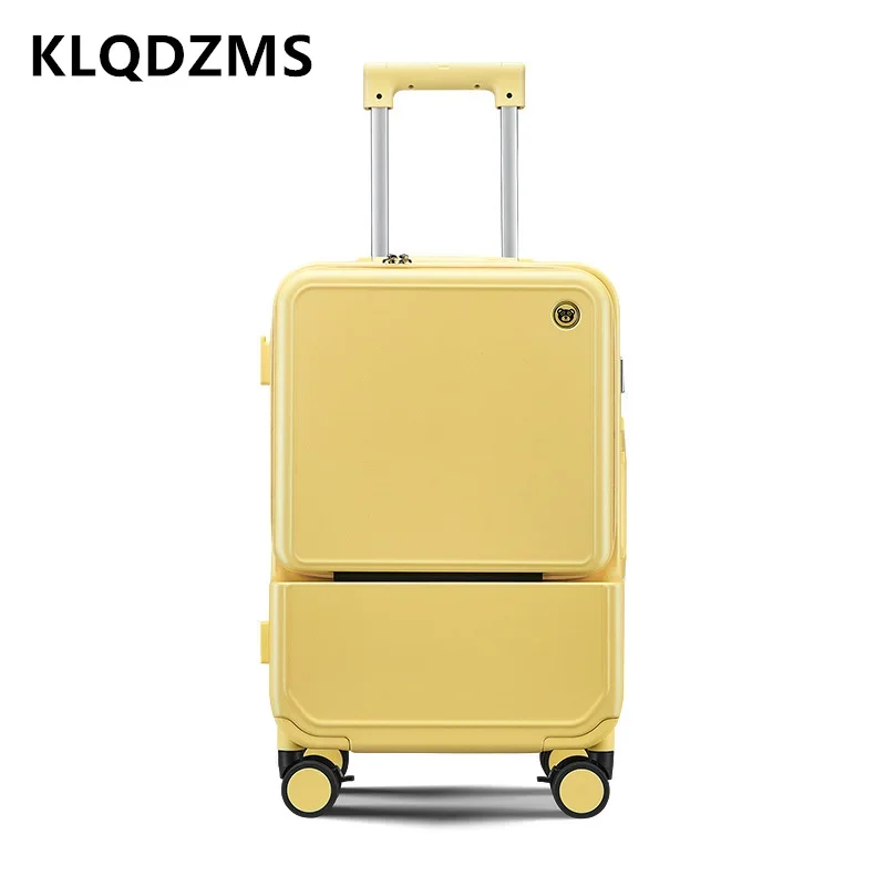 

KLQDZMS High Quality 20"24 Inch Suitcase Front Opening Laptop Boarding Case PC Trolley Case Travel Essentials Rolling Luggage