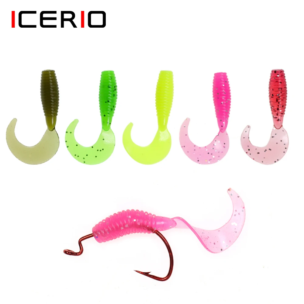 

ICERIO 5 Colors Mini Soft Silicone Grub Lure Volume Tail Worm 2.6cm/0.3g Artificial Shad Wobblers Fishing Swimbait