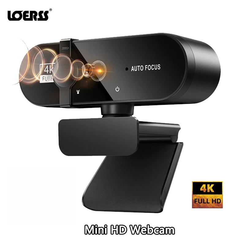 

LOERSS Mini 4K 2K HD Webcams Full Camera with Microphone USB Autofocus Web Cam 15-30fps for PC Laptop Video Youyube Titok